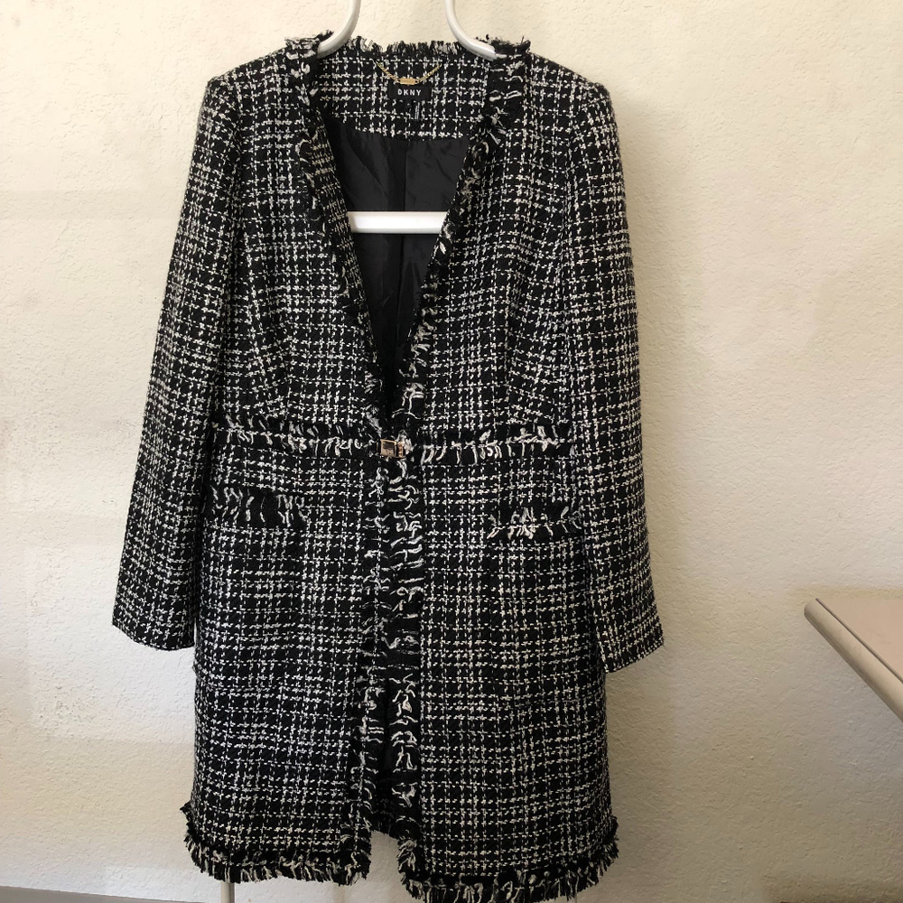 DKNY Tweed Topper Jacket, Oxford, Black, 16 - Picture 4 of 7
